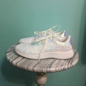 Forever Iridescent Shimmer White Sneakers Size 7.5